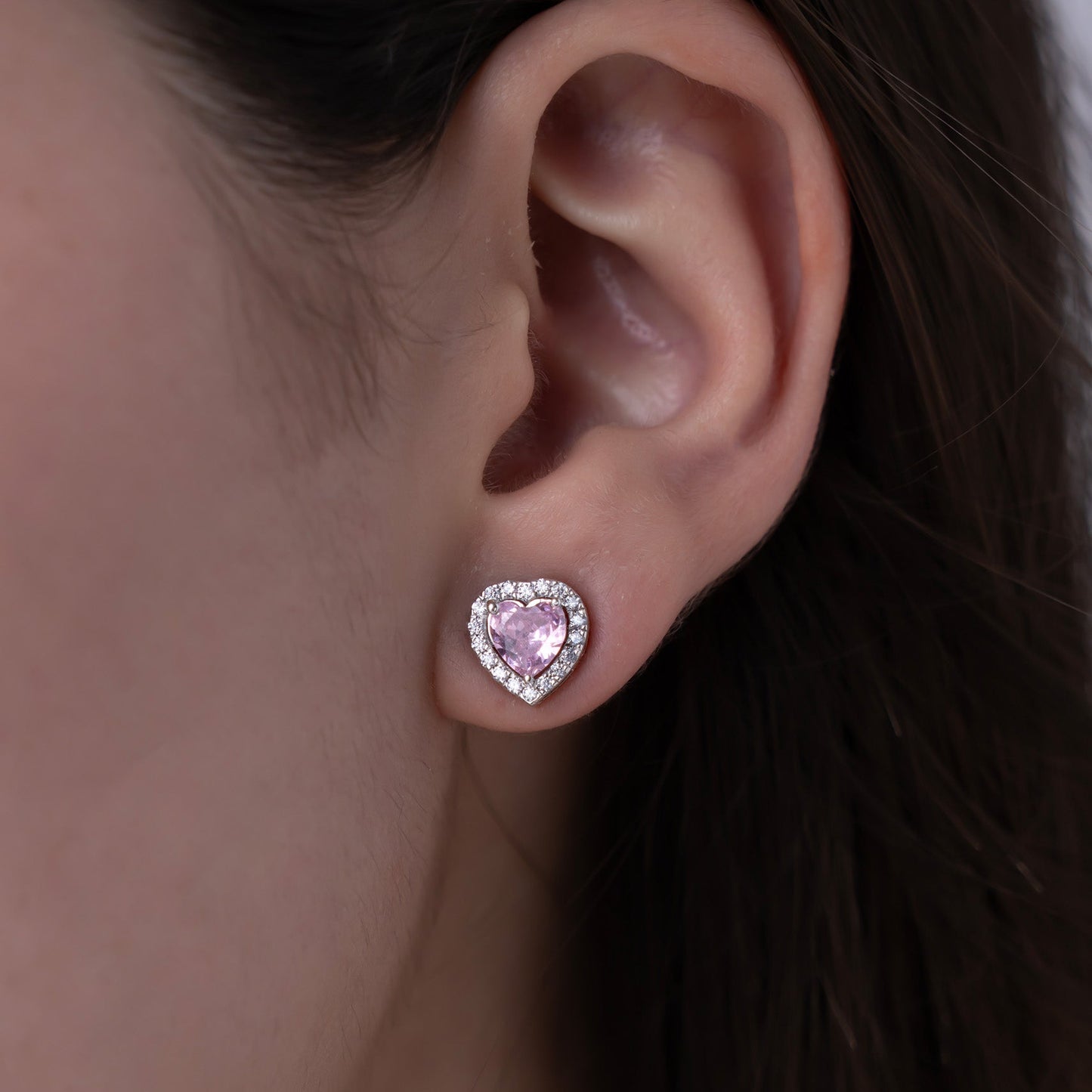 Pink Heart Halo Earrings