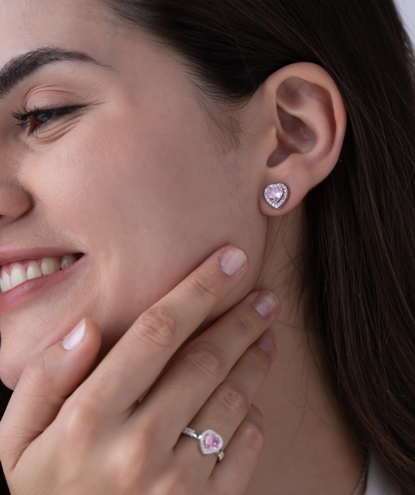 Pink Heart Halo Earrings
