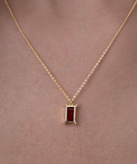 Baguette Solitaire Framed Pendant Necklace