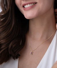Baguette Solitaire Framed Pendant Necklace