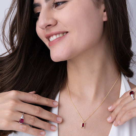 Minimal Red Baguette Pendant