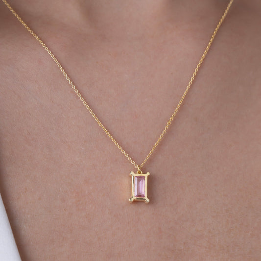 Pink Solitaire Diamond Necklace
