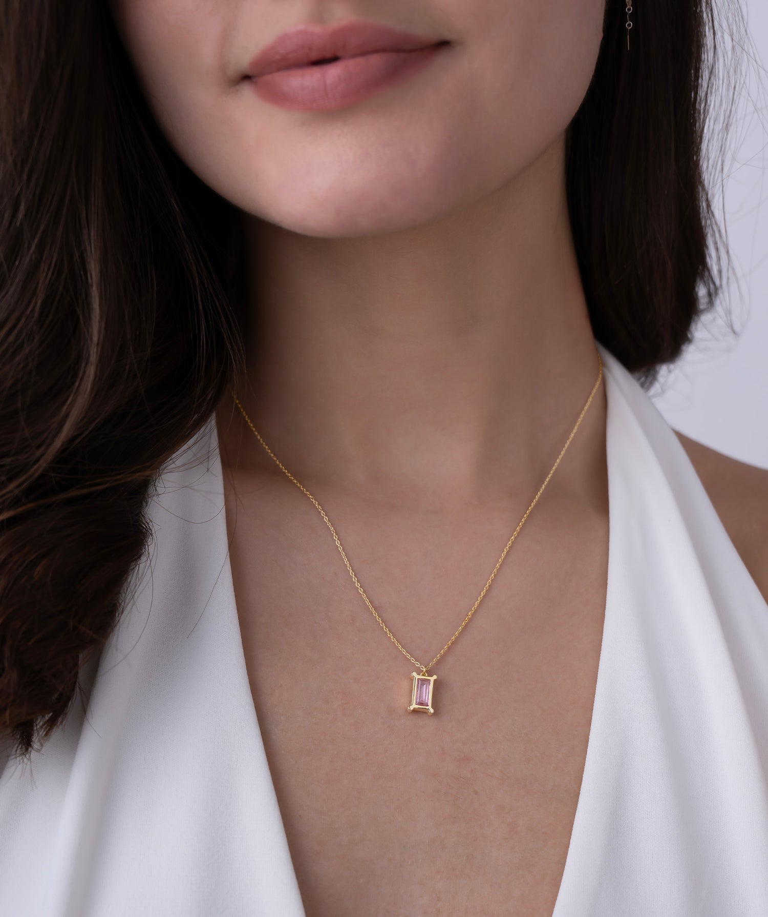 Pink Solitaire Diamond Necklace