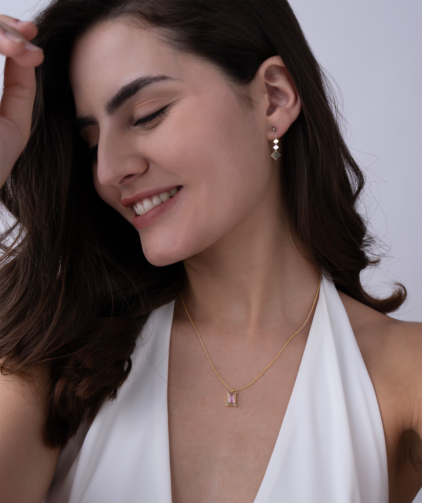 Pink Solitaire Diamond Necklace