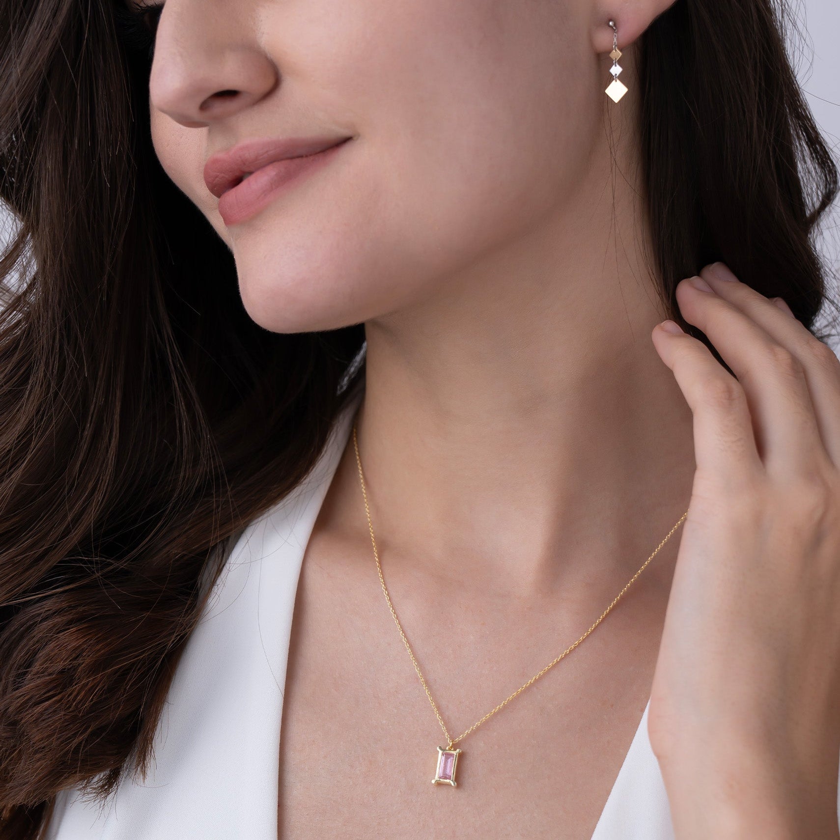 Pink Solitaire Diamond Necklace