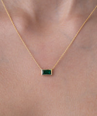 Minimal Green Baguette Pendant Necklace