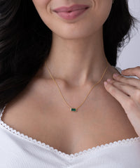 Minimal Green Baguette Pendant Necklace