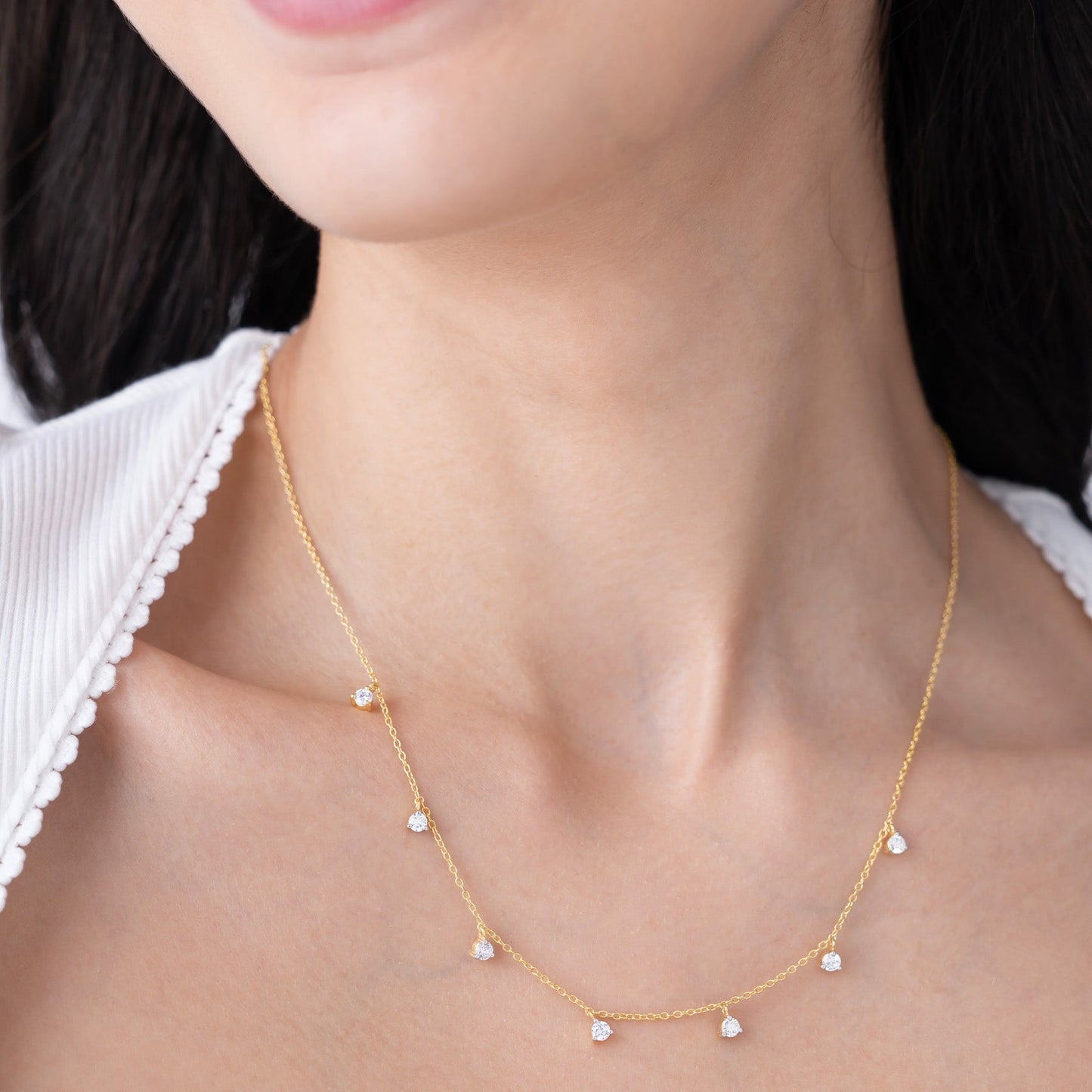 Delicate Diamond Setting Necklace