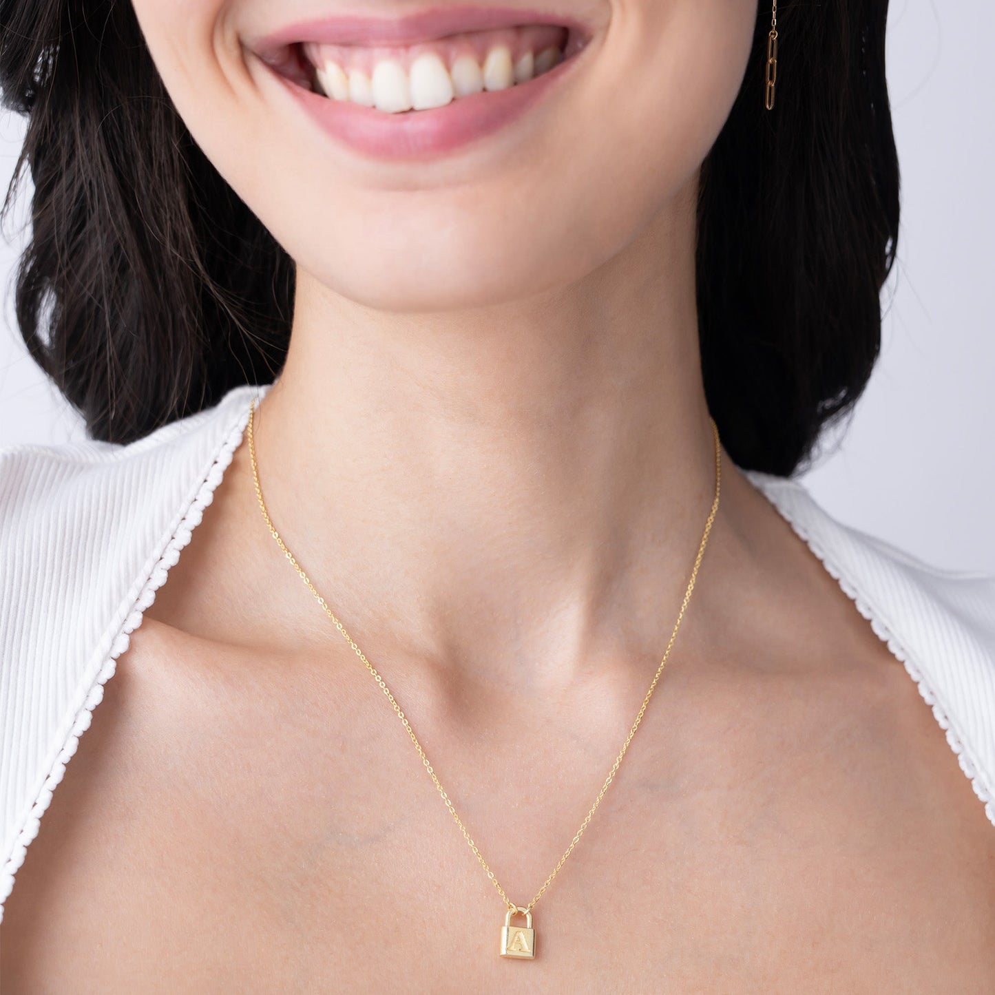 Initial A Padlock Charm Necklace