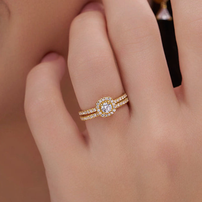 Round Halo Stack Ring