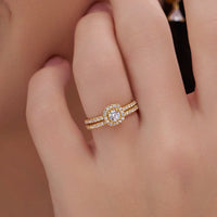 Cushion Halo Ring Set