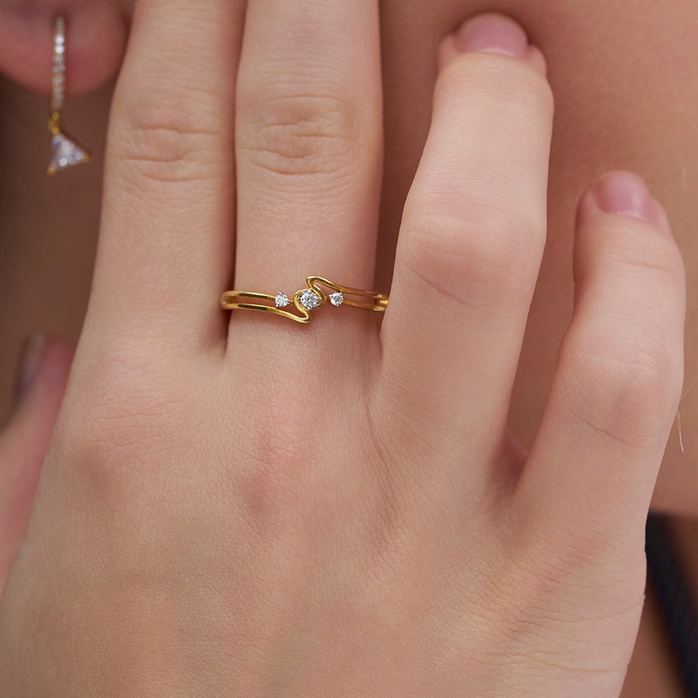 Triple Stone Wave Ring