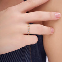 Oval Bezel Cluster Half Eternity Ring