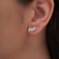 Marquise Crown Cluster Stud Earrings