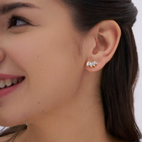 Marquise Crown Cluster Stud Earrings