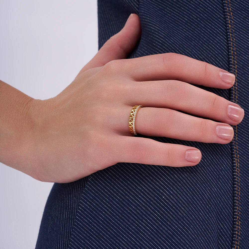 Heart Pave Double Band