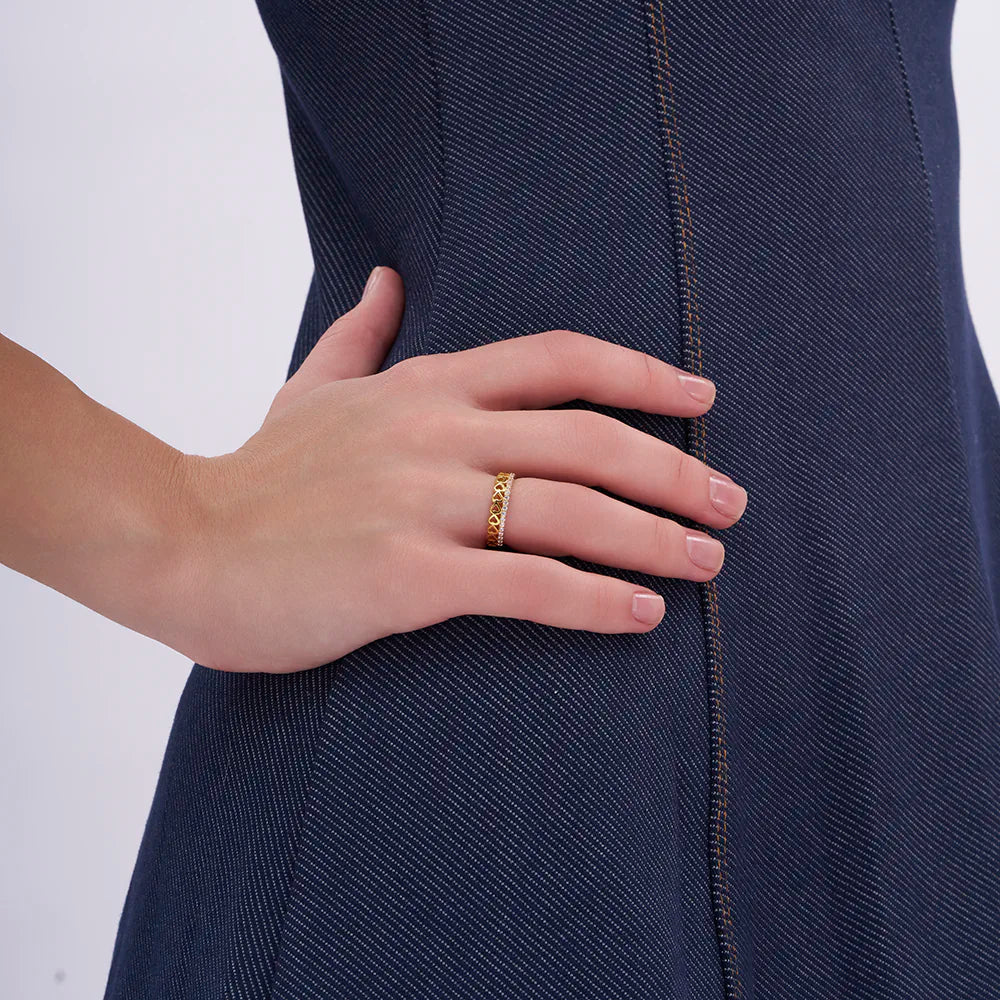 Heart Pave Double Band