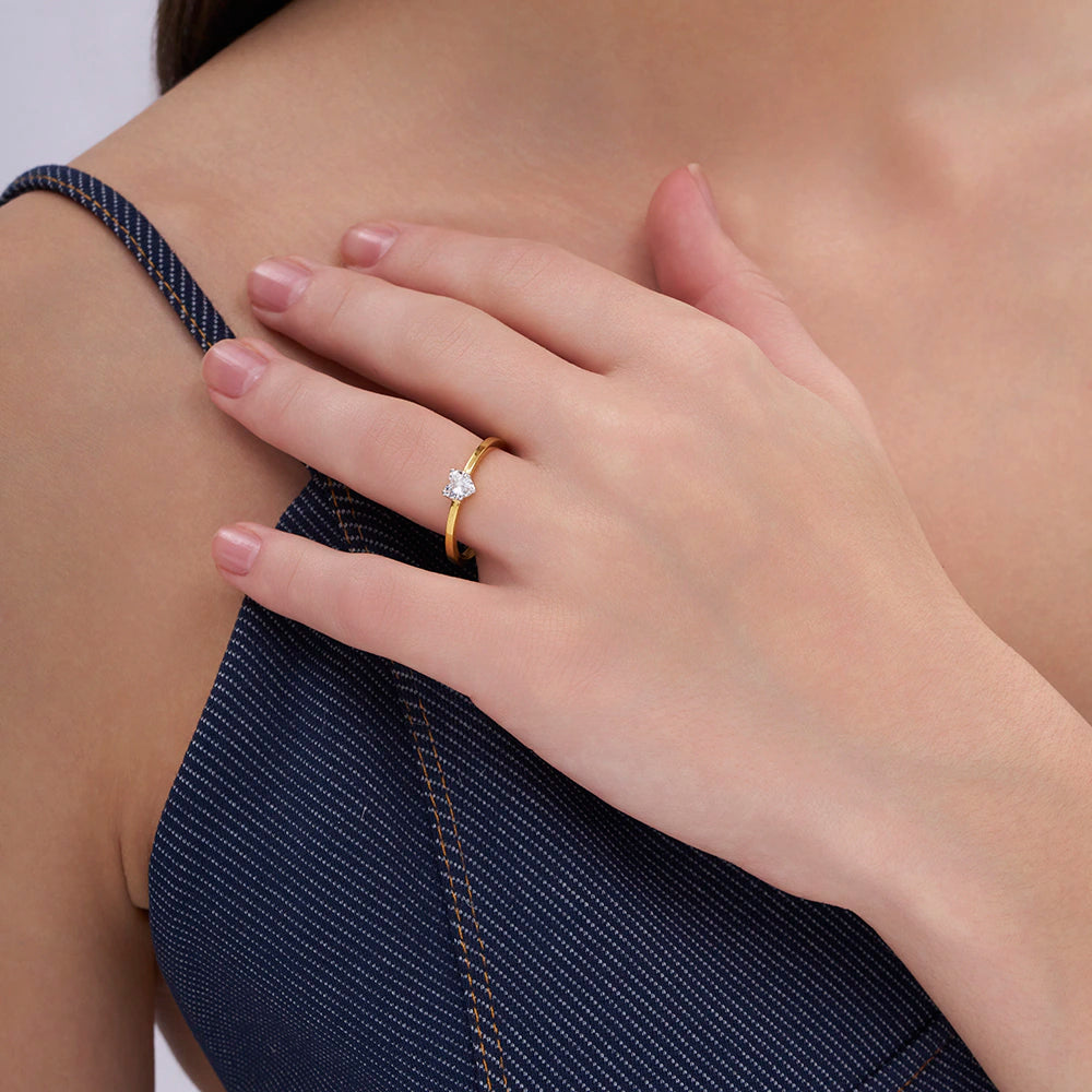 Heart Shaped Solitaire Ring