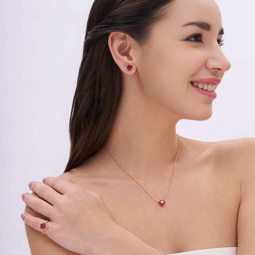 Gemstone Heart Halo Ring