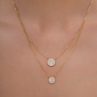 Double Layer Pavé Disc Pendant Necklace