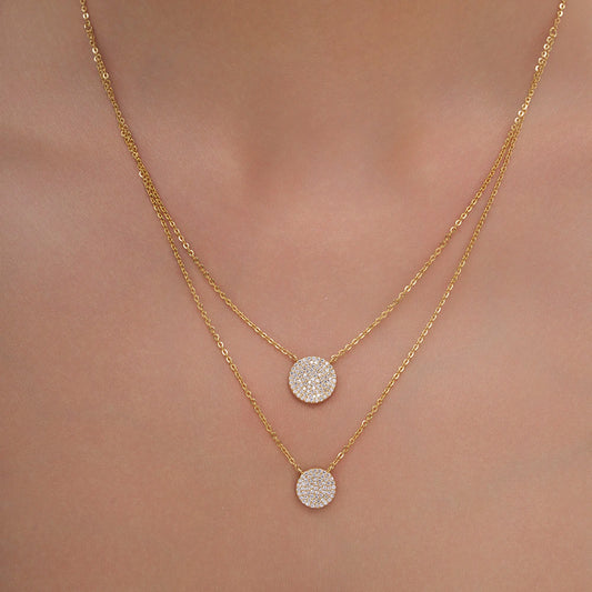 Layered Sparkle Disc Necklace