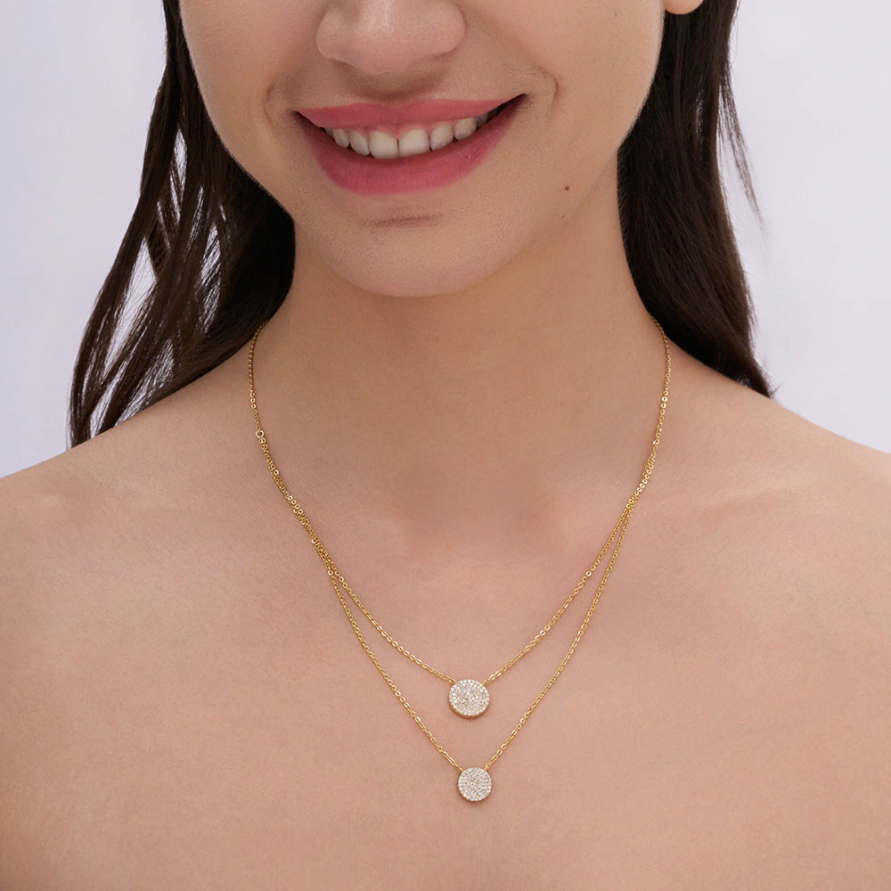 Layered Sparkle Disc Necklace