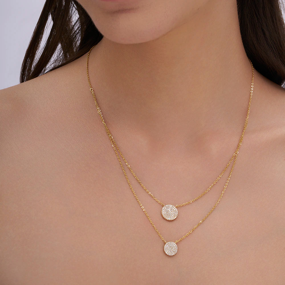 Layered Sparkle Disc Necklace
