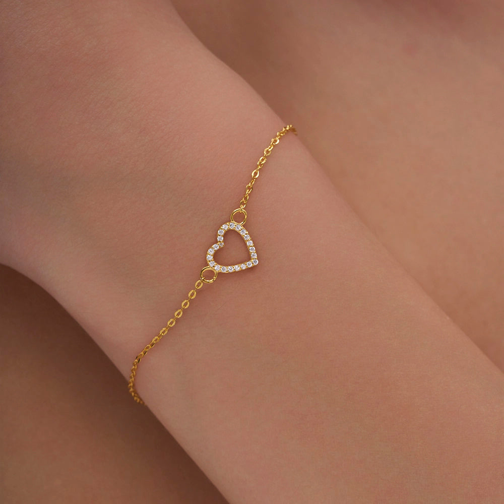 Tiny Pave Heart Bracelet