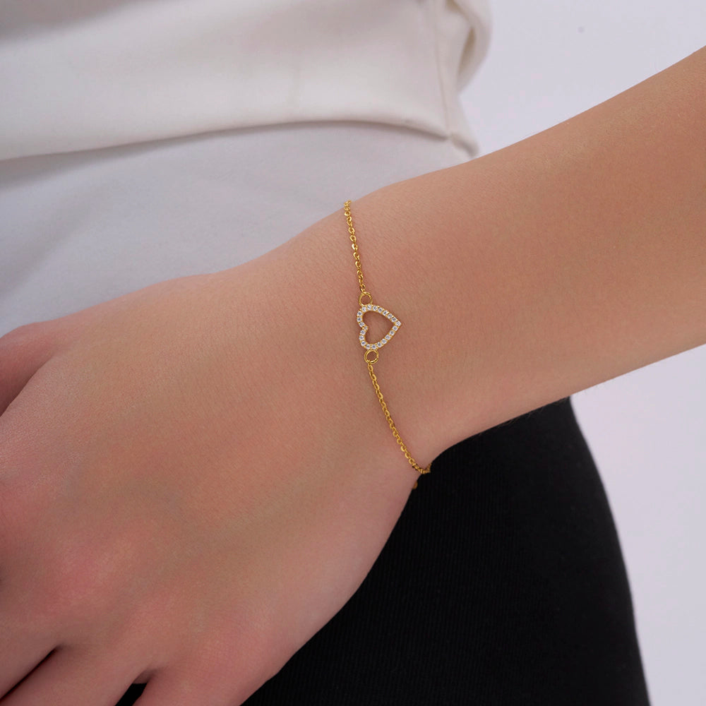 Tiny Pave Heart Bracelet