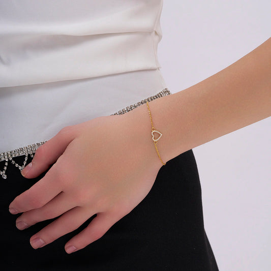 Tiny Pave Heart Bracelet