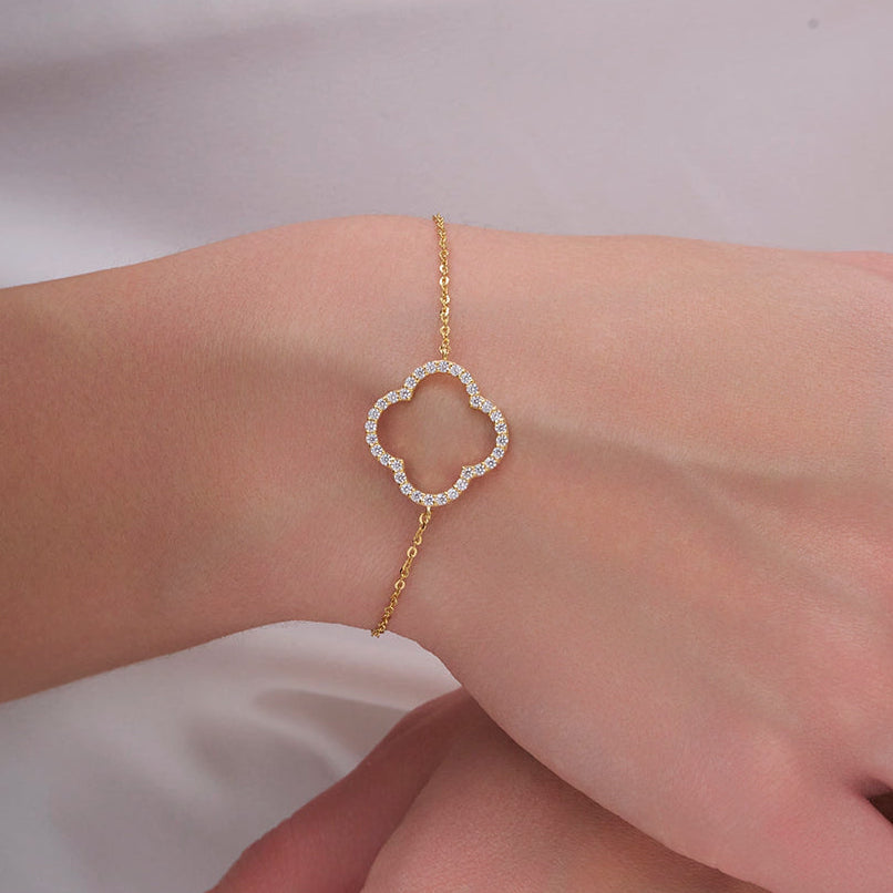 Open Pave Clover Bracelet