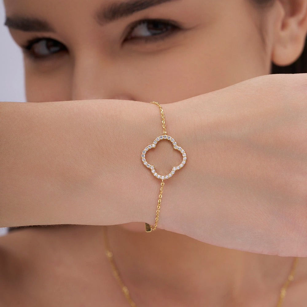 Open Pave Clover Bracelet
