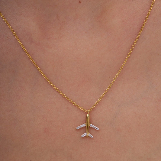 Sparkling Airplane Pendant Necklace