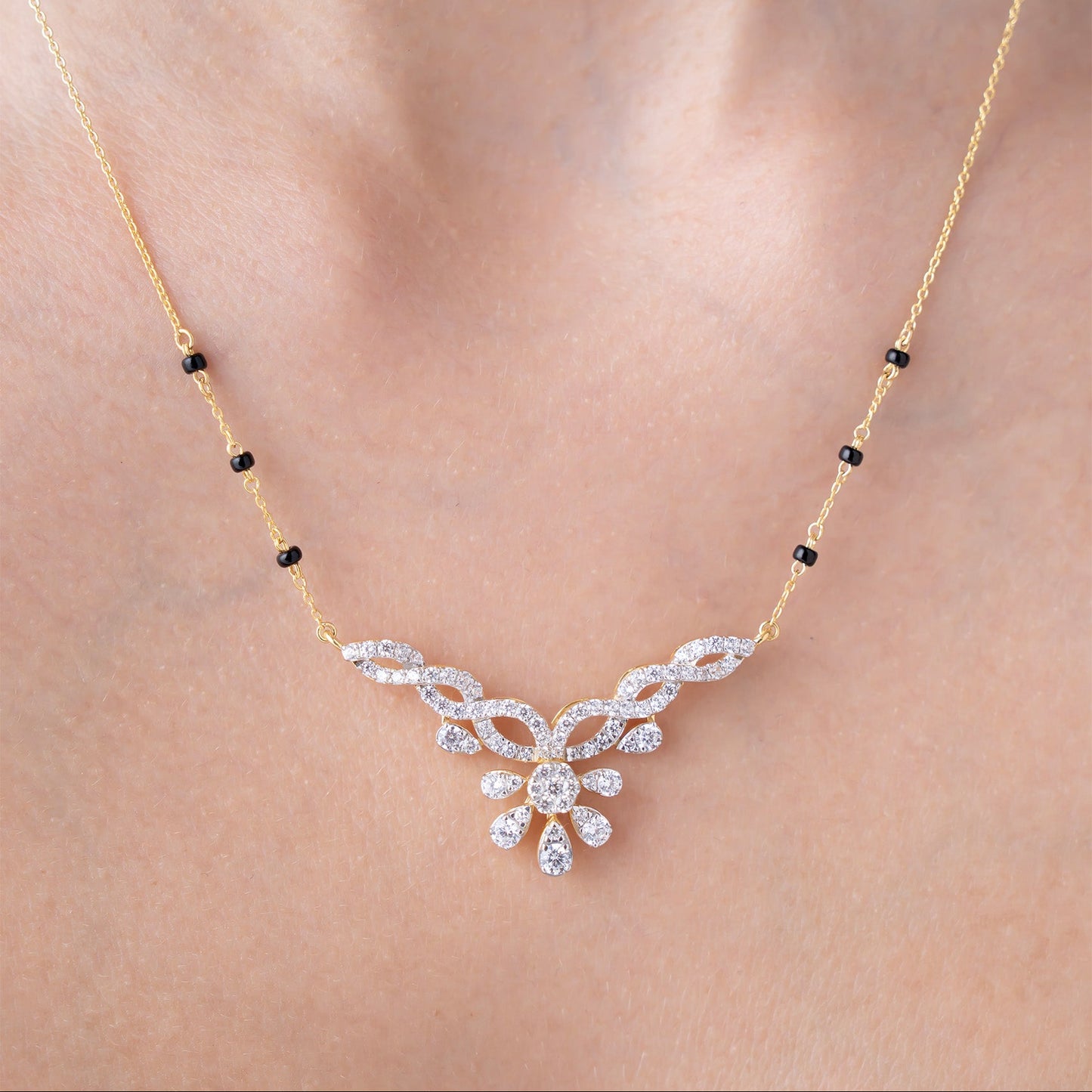 Crystal Floral Vine Mangalsutra