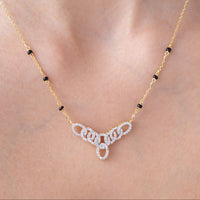 Pave Oval Link Cluster Moissanite Mangalsutra Necklace