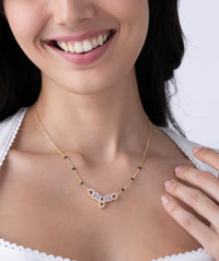 Pave Oval Link Cluster Moissanite Mangalsutra Necklace