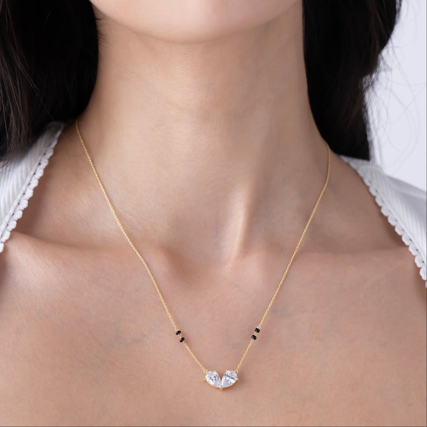 Twin Pear Heart Mangalsutra
