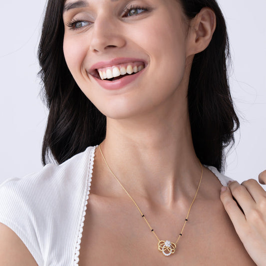 Interlocking Loops Floral Moissanite Mangalsutra Necklace