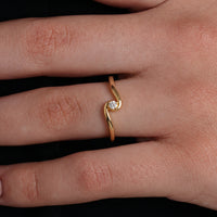 Wave Tension Round Solitaire Ring