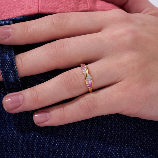 Pink Petal Twist Ring