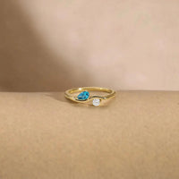 Toi et Moi Pear Round Wave Band Ring