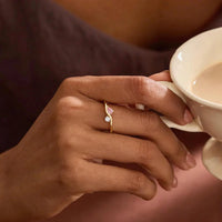 Toi et Moi Pear Round Wave Band Ring