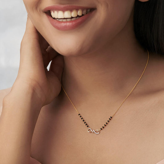 Half Pavé Infinity Beaded Mangalsutra