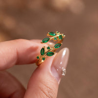 Adjustable Leaf Vine Wrap Ring