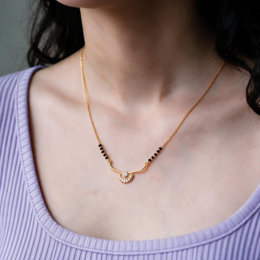 Art Deco Fan Sunburst Mangalsutra Necklace