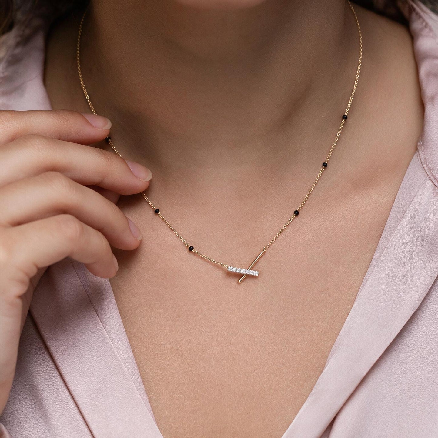 Crossed Bar Criss Cross Mangalsutra