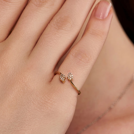 Twin Pear Pave Open Ring