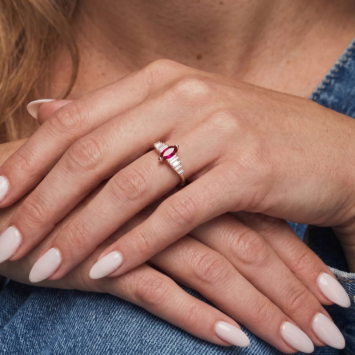 Marquise and Baguette CZ Band Ring