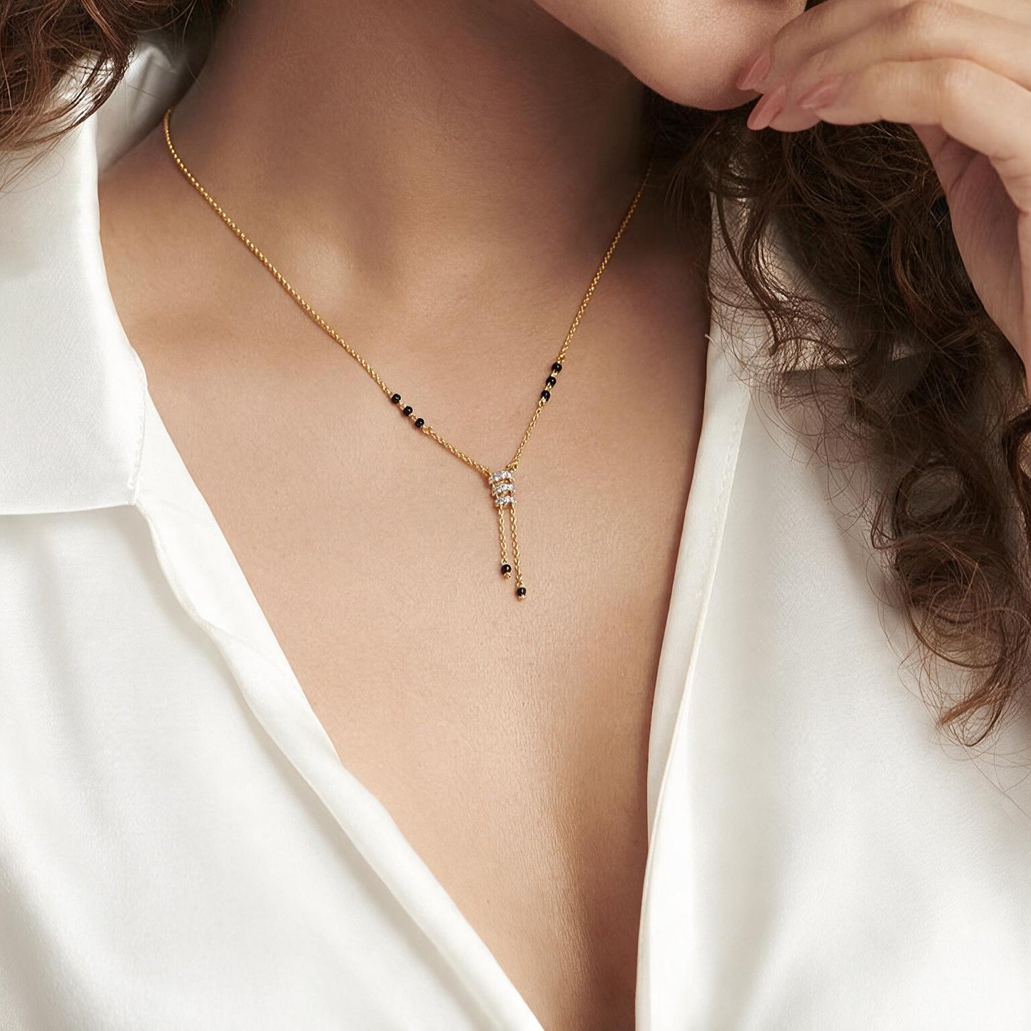 Triple Bar Tassel Drop Mangalsutra Necklace