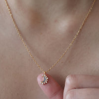 Crescent Moon Halo Pendant Necklace